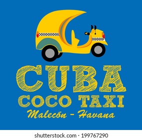 cuba havana coco taxi vector art