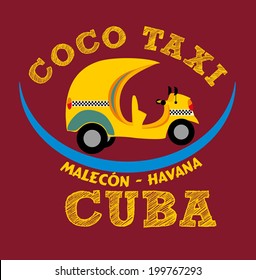 cuba havana coco taxi vector art