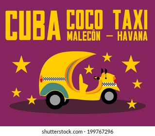 cuba havana coco taxi vector art