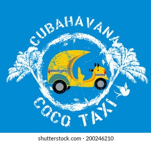 cuba havana coco taxi vector art