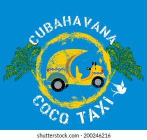 cuba havana coco taxi vector art