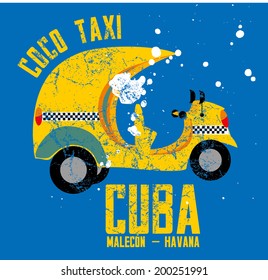 cuba havana coco taxi vector art