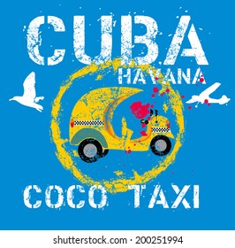 cuba havana coco taxi vector art