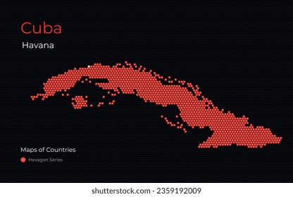 Cuba, Havana. Creative vector map. Maps of Countries. Central America. Hexagon Series
