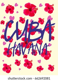 Cuba Havana flower graphic design vector art