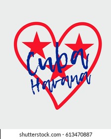 Cuba Havana love heart graphic design vector art