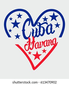 Cuba Havana love heart graphic design vector art