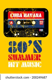 cuba havana music cassette  vector art