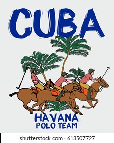 Cuba Havana polo team graphic design vector art