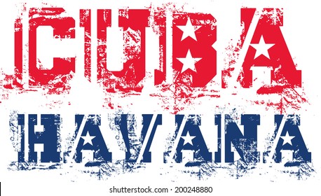 Cuba Havana  Text Flag Vector Art