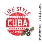 cuba havana winged skull graphic design vector art