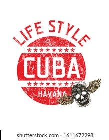 cuba havana winged skull graphic design vector art