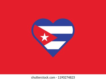 Cuba heart shape love symbol national flag country emblem