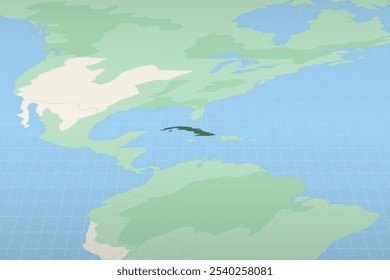 Cuba destacou em um mapa detalhado, a localização geográfica de Cuba. Mapa vetorial.