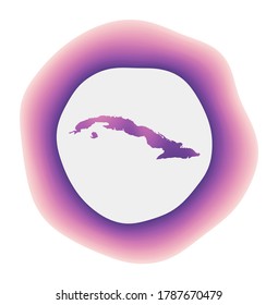 Cuba icon. Colorful gradient logo of the country. Purple and red Cuba rounded sign with map for your design. Vector illustration.