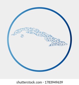 Cuba icon. Network map of the country. Round Cuba sign with gradient ring. Technology, internet, network, telecommunication concept. Vector illustration.