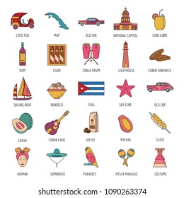 Cuba icon set. Cartoon Cuba set vector for web design isolated on white background