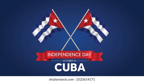 Cuba Independence Day 10 October waving flag vector poster