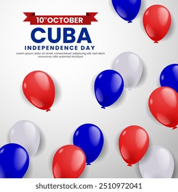 Cuba Independence Day background with Cuba color Balloons Illustration. Greeting Card with National Flags