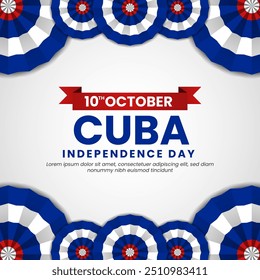 Cuba Independence Day Banner Background with Ornament Decoration. Cuba Flag Abstract Background