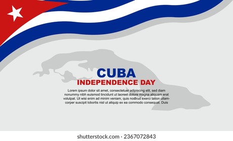 Cuba Independence Day is celebrated on October 10. Banner background design with Cuba flag and map. Vector illustration