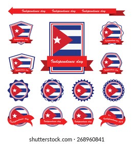 cuba independence day flags infographic design