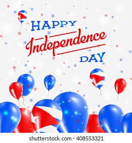 Cuba Independence Day Patriotic Design. Balloons in Cuban National Colors. Happy Independence Day Cuba Vector Greeting Card.