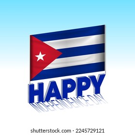 Día de la Independencia de Cuba. Simple bandera cubana y cartel en el cielo. 3 quinquies plantilla de letras. Mensaje de diseño de día especial listo.