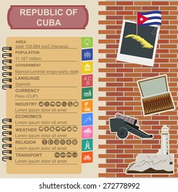 Cuba  infographics, statistical data, sights. Vector illustration