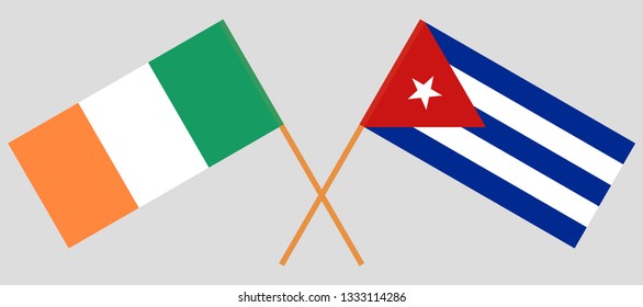 Cuba and Ireland. The Cuban and Irish flags. Official colors. Correct proportion. Vector illustration

