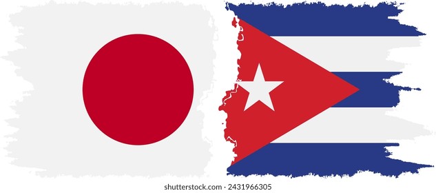 Cuba y Japón grunge banderas de conexión, vector