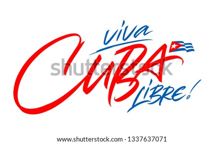 Cuba lettering design for t-shirt, mug, poster. Vector hand drawn inscription. Viva Cuba Libre. Apparel Print. Cuba handwritten inscription.