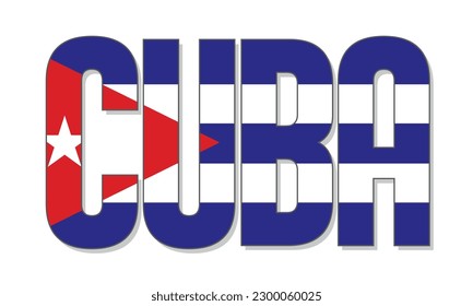 Cuba Lettering Reflection of the Flag. Vector illustration isolated, eps