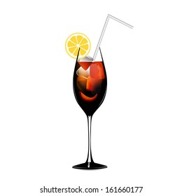 Cuba libra lemon alcohol cocktail graphic vector eps 10
