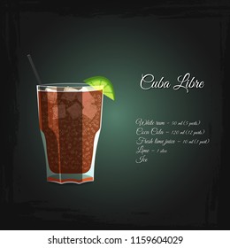 Cuba Libre alcohol cocktail vector