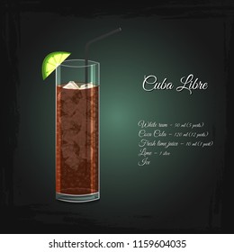 Cuba Libre alcohol cocktail vector