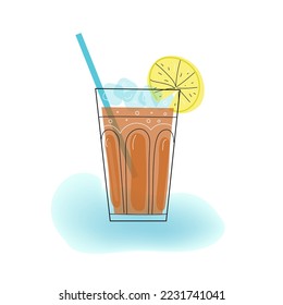 Cuba Libre Alkoholcocktail, Vektorfarben Doodle handgezeichnet Skizze Illustration.