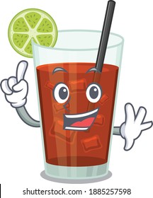 Cuba libre cocktail caricature design style with one finger gesture
