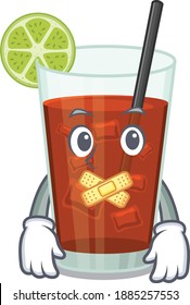 Cuba libre cocktail cartoon character style having strange silent face