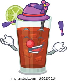 A cuba libre cocktail cartoon design style succeed playing juggling