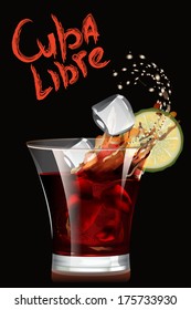 Cuba Libre cocktail. Vector illustration.