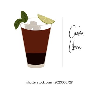 Cuba libre cocktail. Vector illustration.