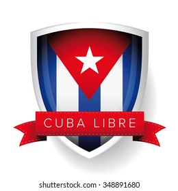 Cuba libre flag vector shield