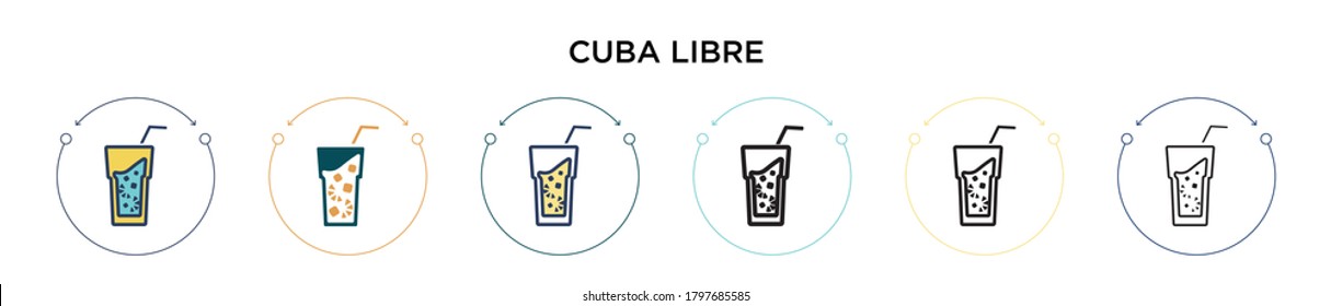 Cuba libre icon in filled, thin line, outline and stroke style. Vector illustration of two colored and black cuba libre vector icons designs can be used for mobile, ui, web