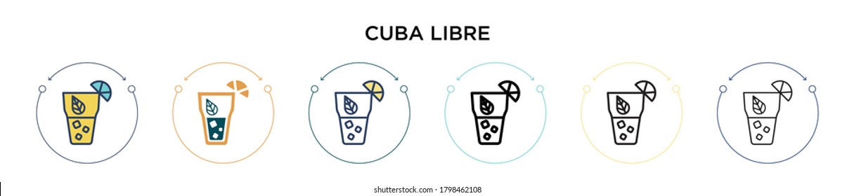 Cuba libre icon in filled, thin line, outline and stroke style. Vector illustration of two colored and black cuba libre vector icons designs can be used for mobile, ui, web
