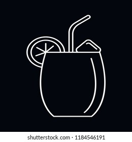 Cuba libre white icon. Outline illustration of Cuba libre cocktail vector icon for web and advertising isolated on black background. Element of culture and traditions