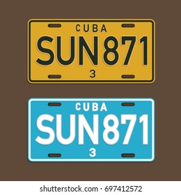 Cuba license plate illustration, tee shirt graphics, vectors, typography