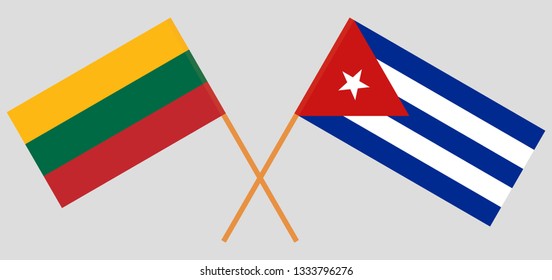 Cuba and Lithuania. The Cuban and Lithuanian flags. Official colors. Correct proportion. Vector illustration