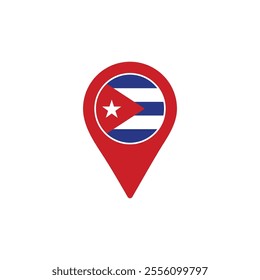Cuba location pin with national flag
