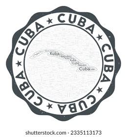 Cuba logo. Awesome country badge with word cloud in the shape of Cuba. Round emblem with the country name. Captivating vector illustration.